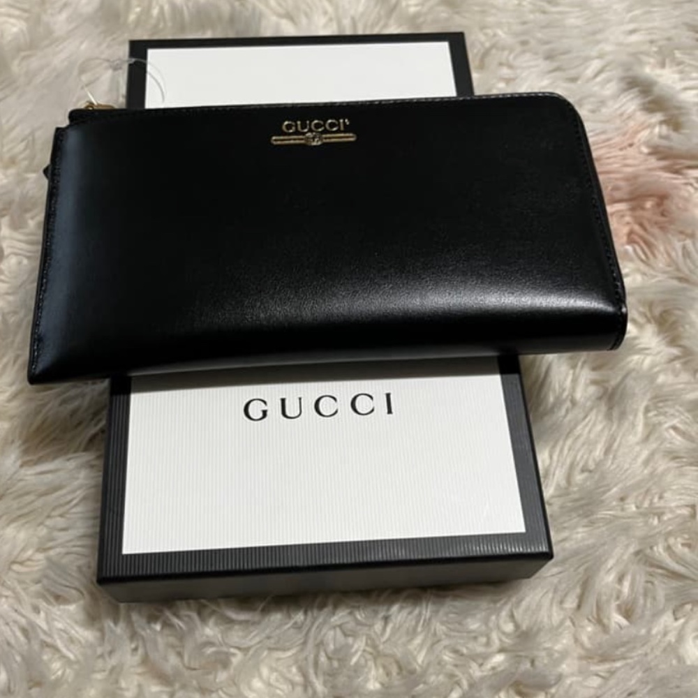 Authentic Gucci Plutone Black Soft Calf Leather Logo Three Quarter Zip W… - Picture 5 of 12